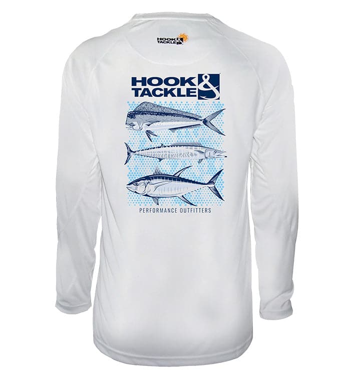 UV|UPF Sun Protection T-Shirt - Men's Three's Company L/S UV Fishing S Hook & Tackle